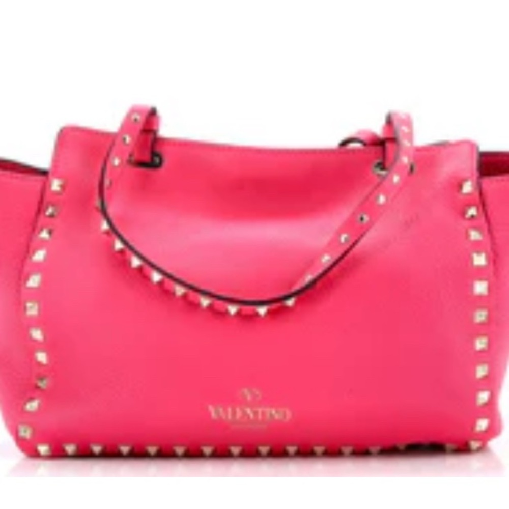 Valentino Mini Bright Pink Studded Tote